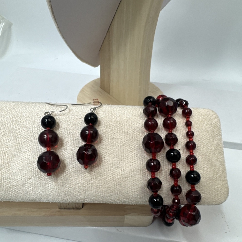 Vintage Cherry Amber Bracelet & Earring Set